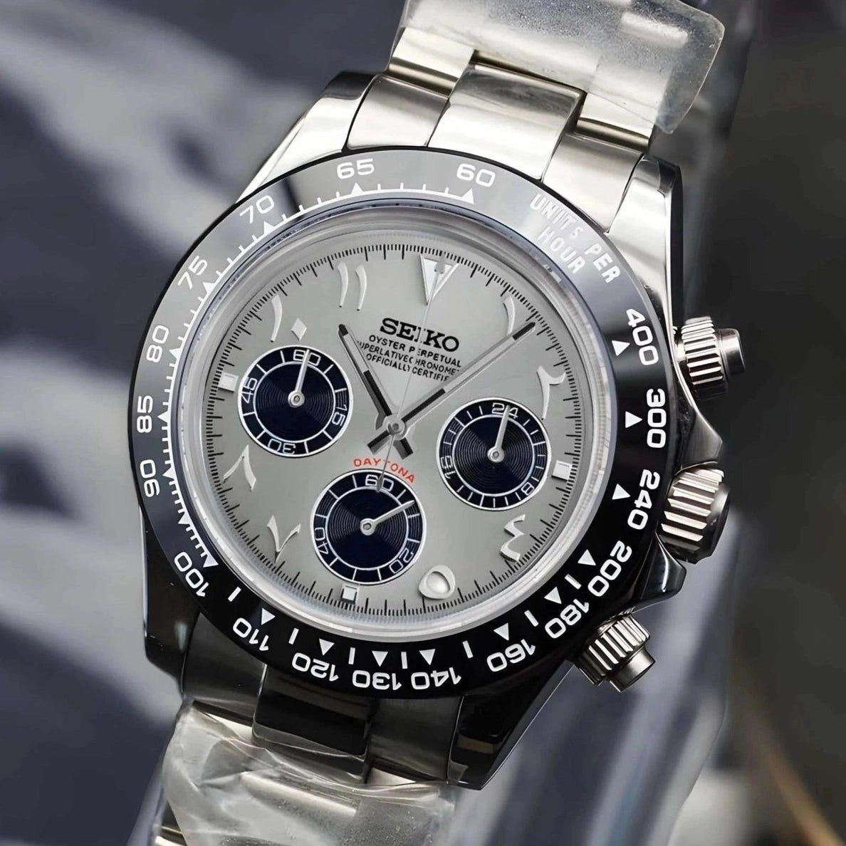 seitona mod silver arabic watch with silver band