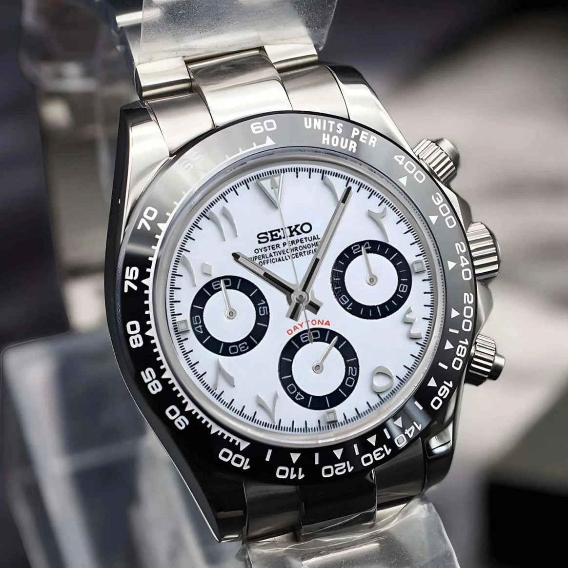 seitona white arabic dial with steel band