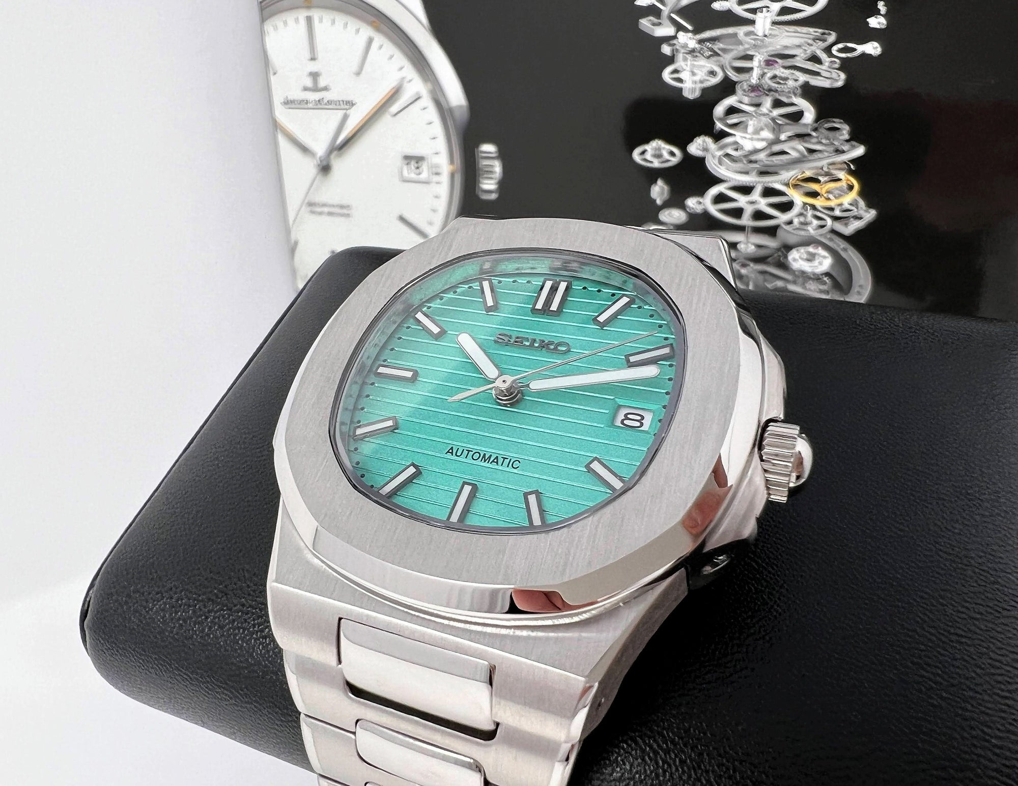 Seiko Nautilus - Rare Aqua Tiffany Blue - Patek Stainless Steel Silver - Embossed Dial