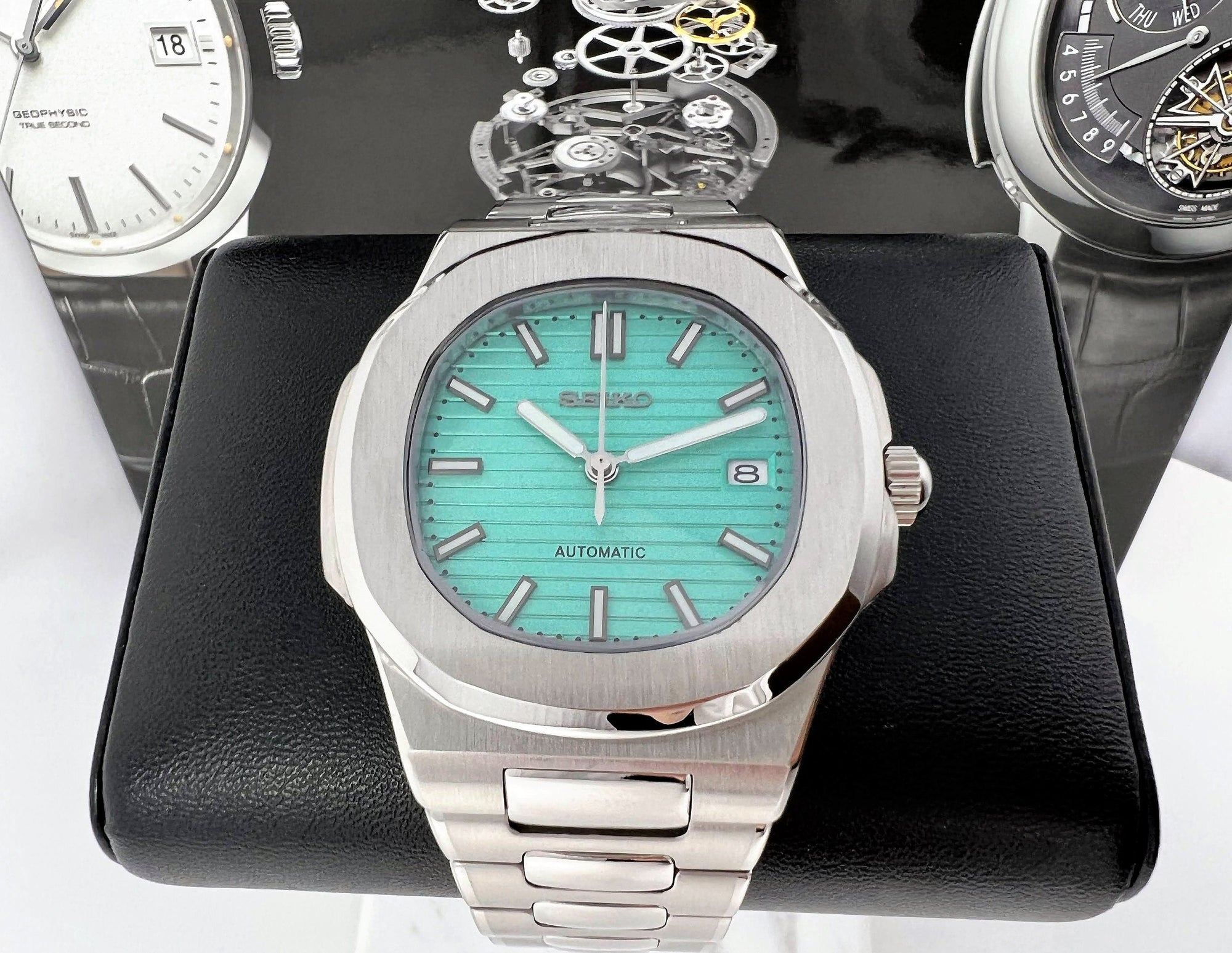 Seiko Nautilus - Rare Aqua Tiffany Blue - Patek Stainless Steel Silver - Embossed Dial