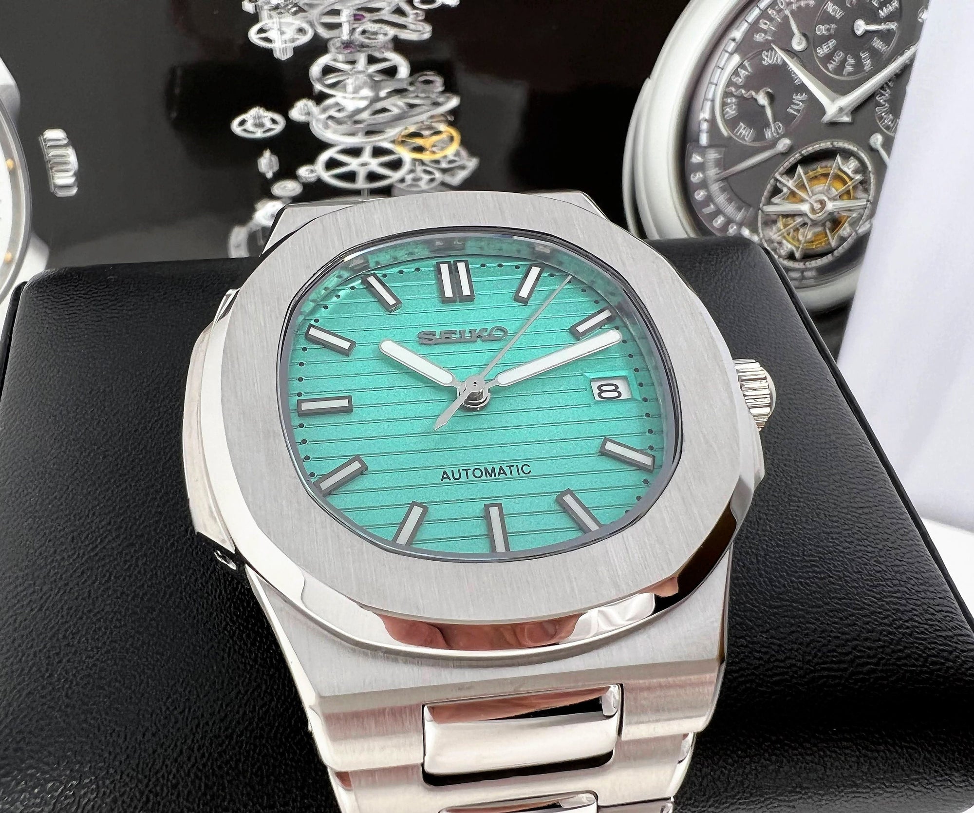 Seiko Nautilus - Rare Aqua Tiffany Blue - Patek Stainless Steel Silver - Embossed Dial