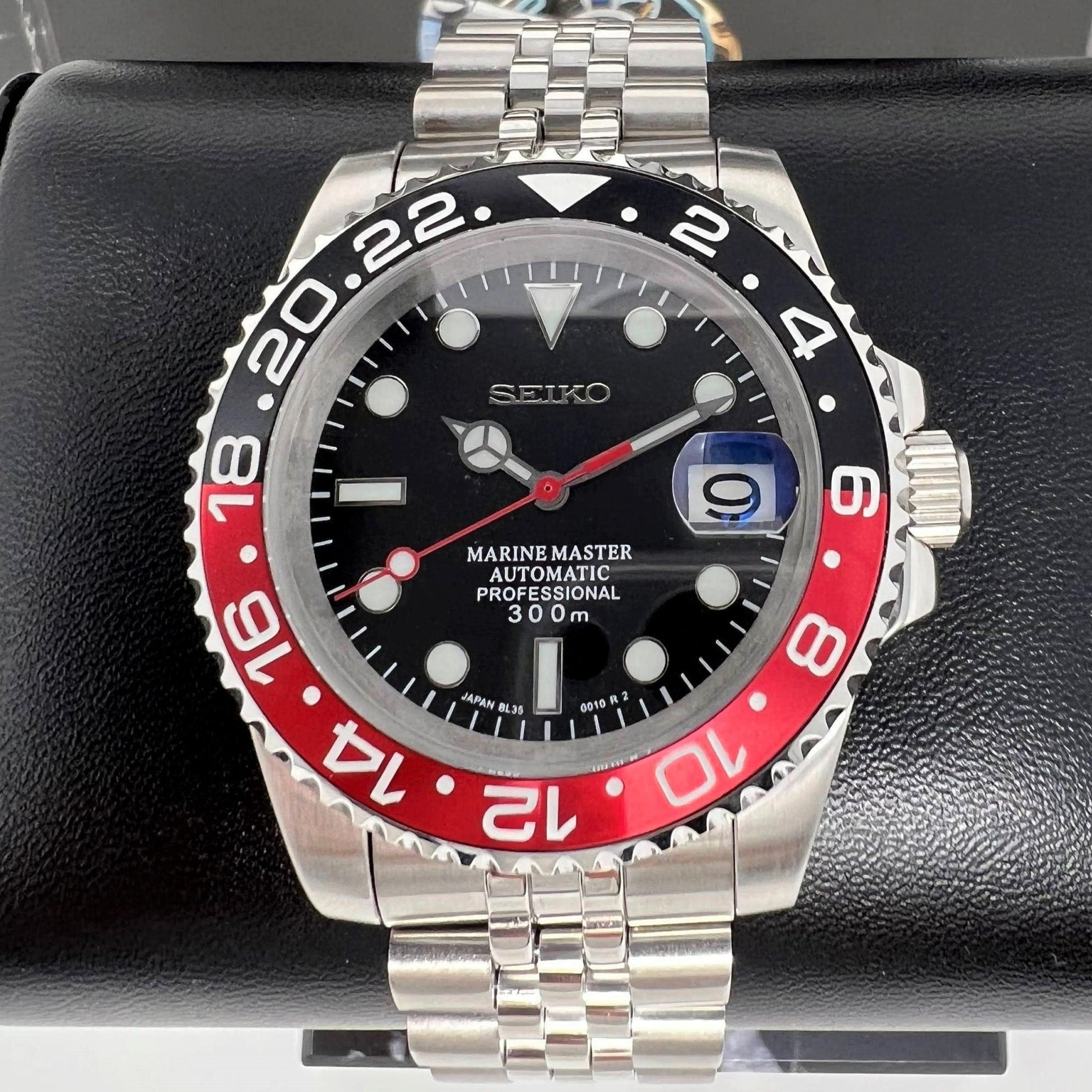 Seiko Coke - Stainless Steel Sport Watch | Custom Mod | Seiko Mod | Men's Watch | GMT | Watch Mod | Submariner | NH35 | Sapphire Crystal