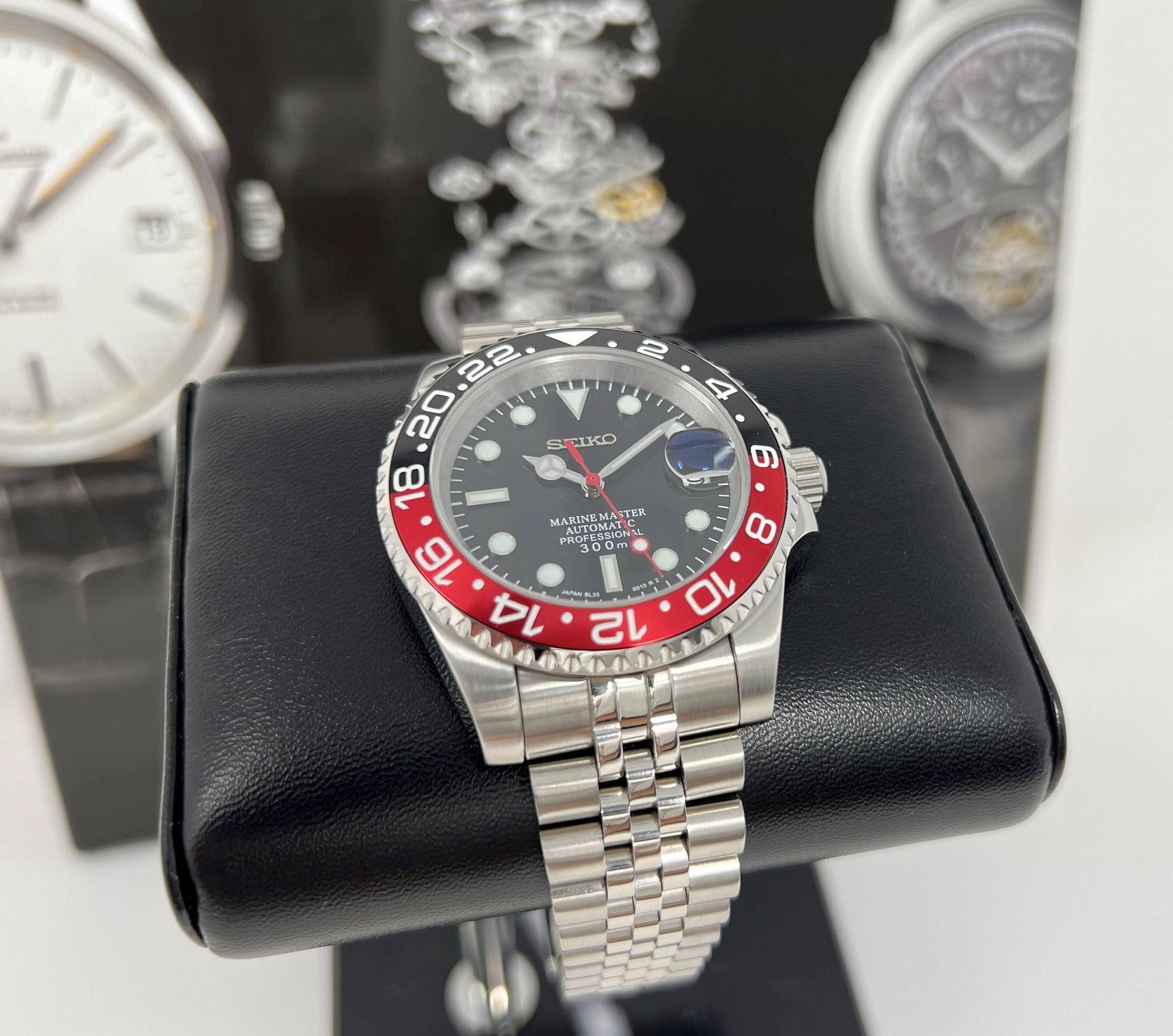 Seiko Coke - Stainless Steel Sport Watch | Custom Mod | Seiko Mod | Men's Watch | GMT | Watch Mod | Submariner | NH35 | Sapphire Crystal