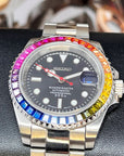 Seiko Rainbow 2023 | Stainless Steel with Sapphire Crystal | Oyster Steel Bracelet with Rainbow Jewel Bezel | Bust Down | Watch Mod | Bling