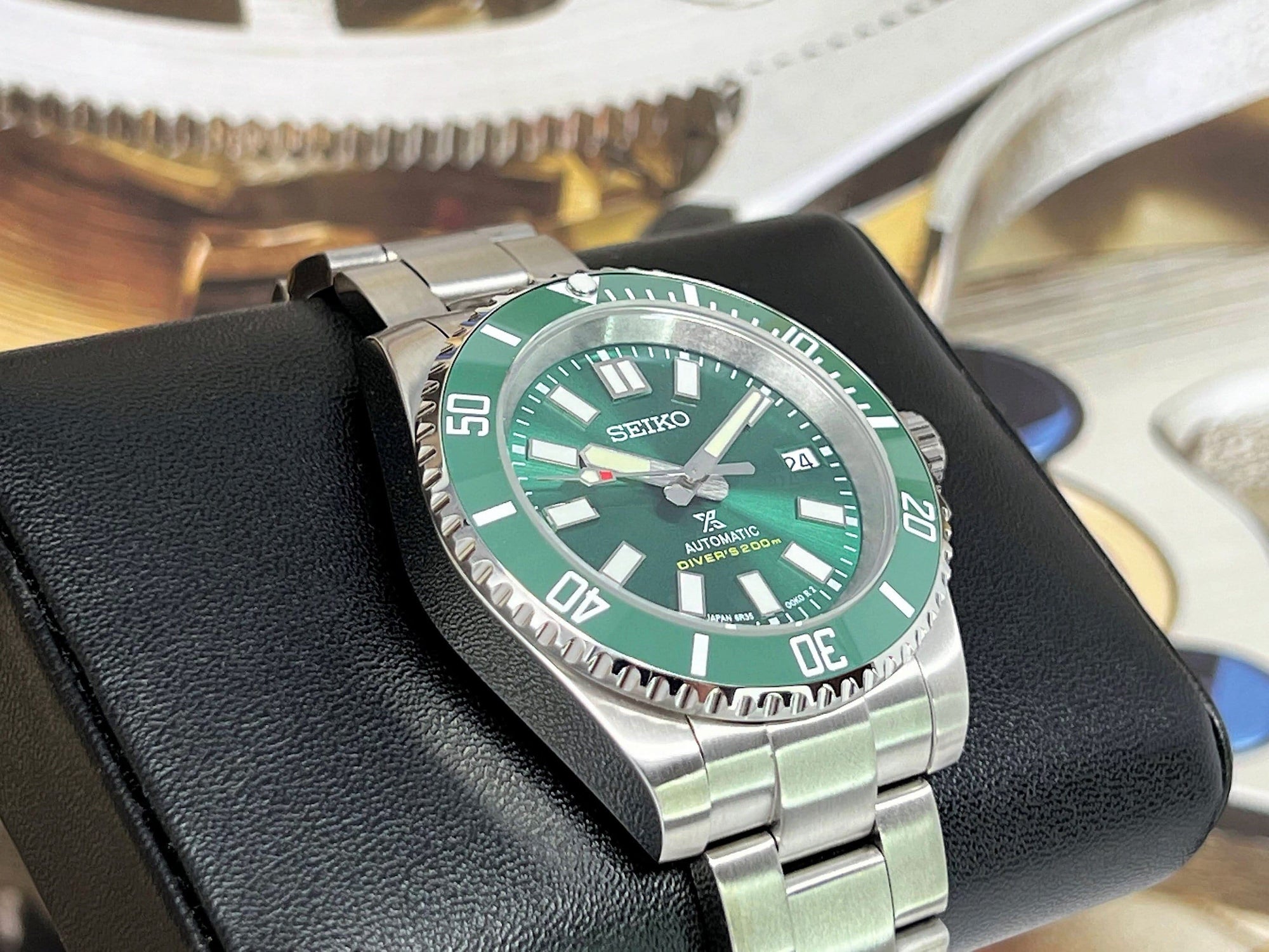 Seiko Hulk Max Submariner - Stainless Steel with Sapphire Crystal, Oyster Steel Bracelet with Green Ceramic Bezel - Ready to Ship!