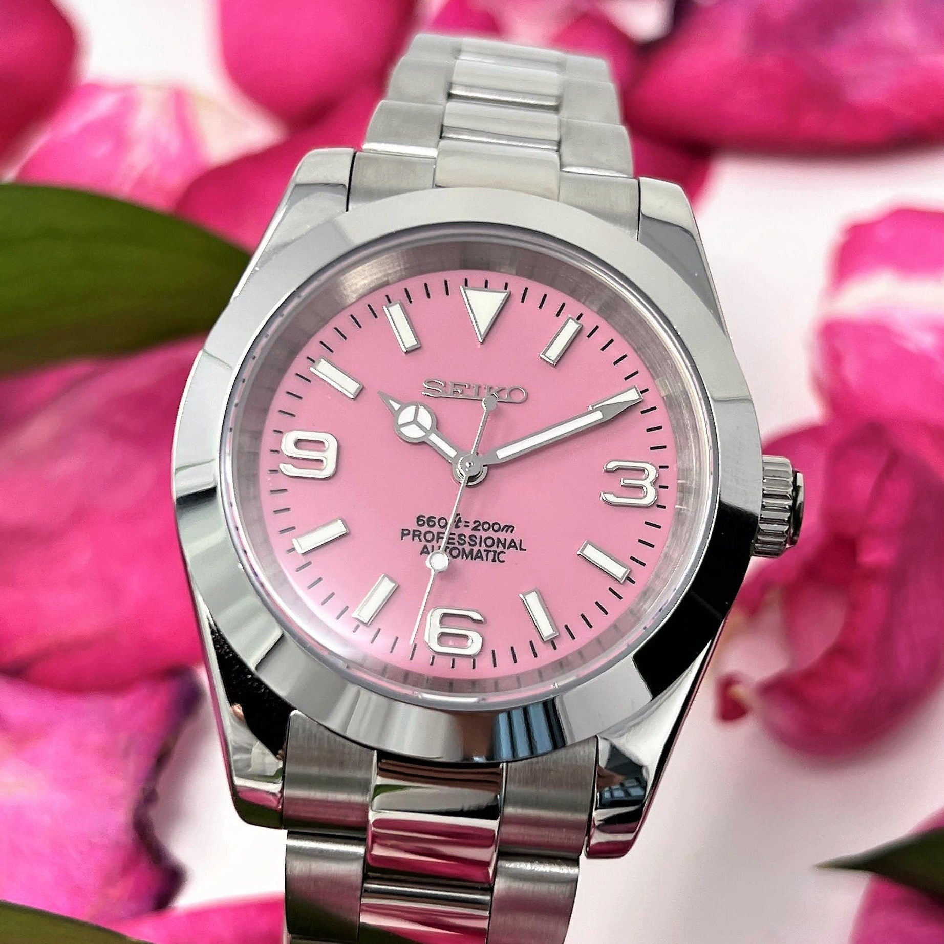 Custom Rose Exp - 36 or 39mm | Pink Dial Stainless Steel | Oyst | Custom Build | Watch Mod | Mod | Exp | Perpetual | Timepiece
