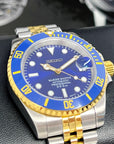 Seiko Sunburst Blue - Two Tone Bluesy on Jubilee , Sapphire Crystal with Ceramic Bezel - Ready to Ship!