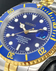 Seiko Sunburst Blue - Two Tone Bluesy on Jubilee , Sapphire Crystal with Ceramic Bezel - Ready to Ship!