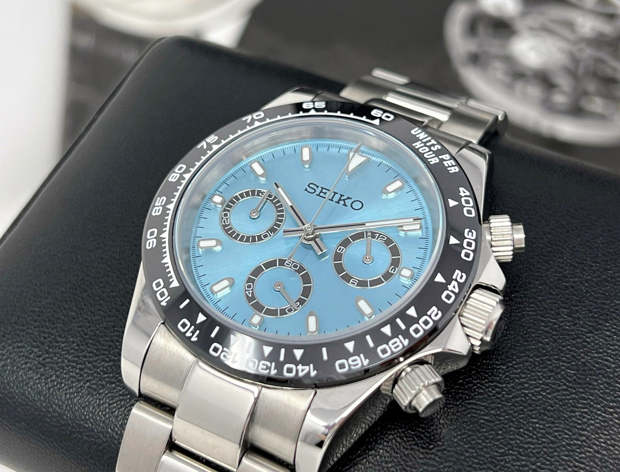 Seiko Daytona 40mm - Rare Sky Blue | Stainless Steel | Mecaquartz Watch | Quartz Watch | Seikotona | Seikitona | Seiktona | John Mayer