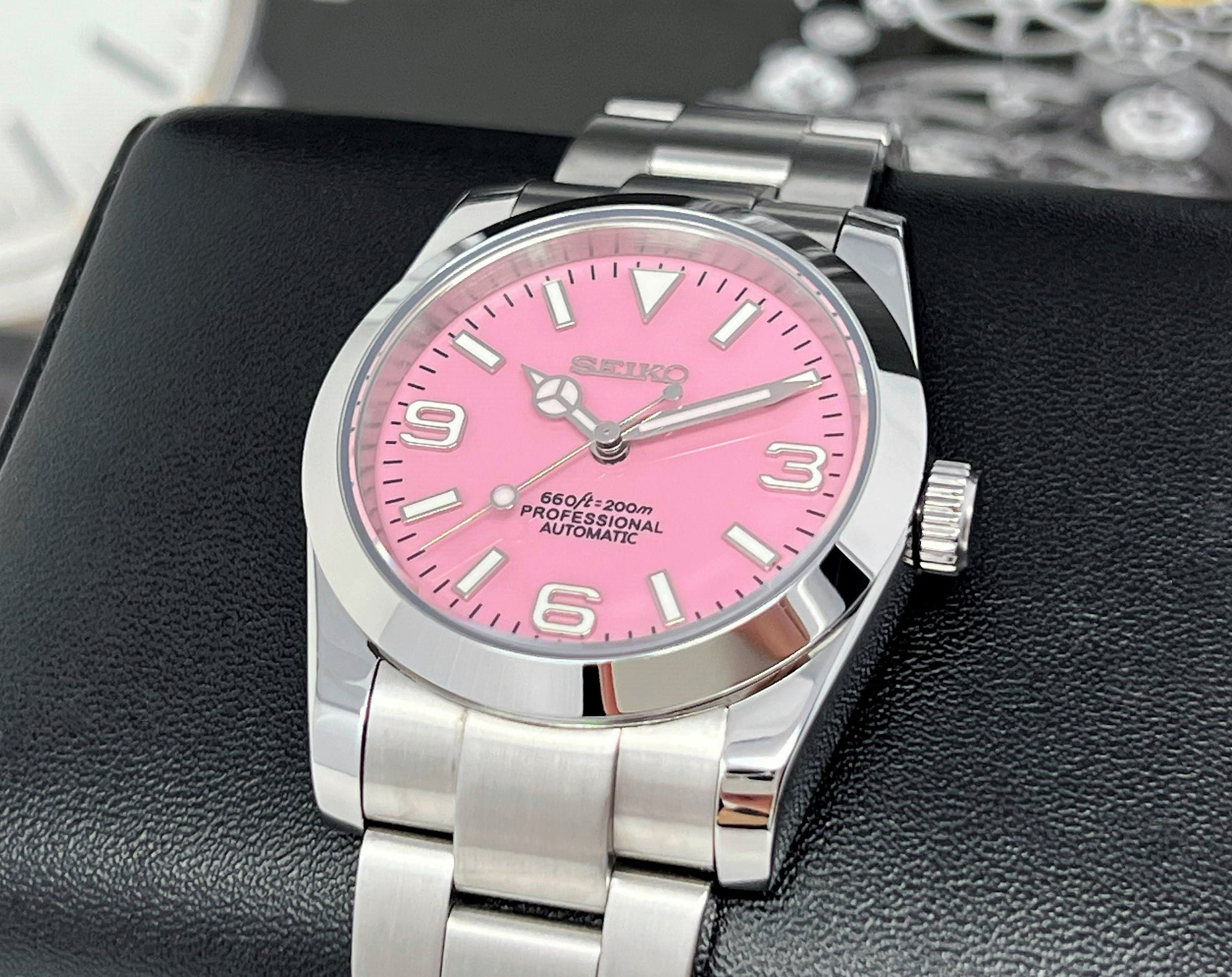 Seiko Rose Explorer - 36mm | 39mm | Pink Dial Stainless Steel | Oyster | Custom Build | Watch Mod | Seiko Mod | Explorer | Perpetual | Time