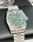 Seiko Palm Green Datejust 36 / 39mm | Fluted Bezel | Stainless Steel Jubilee | Date | NH35 | Seiko Mod | Watch Mod | Custom Watch Mod