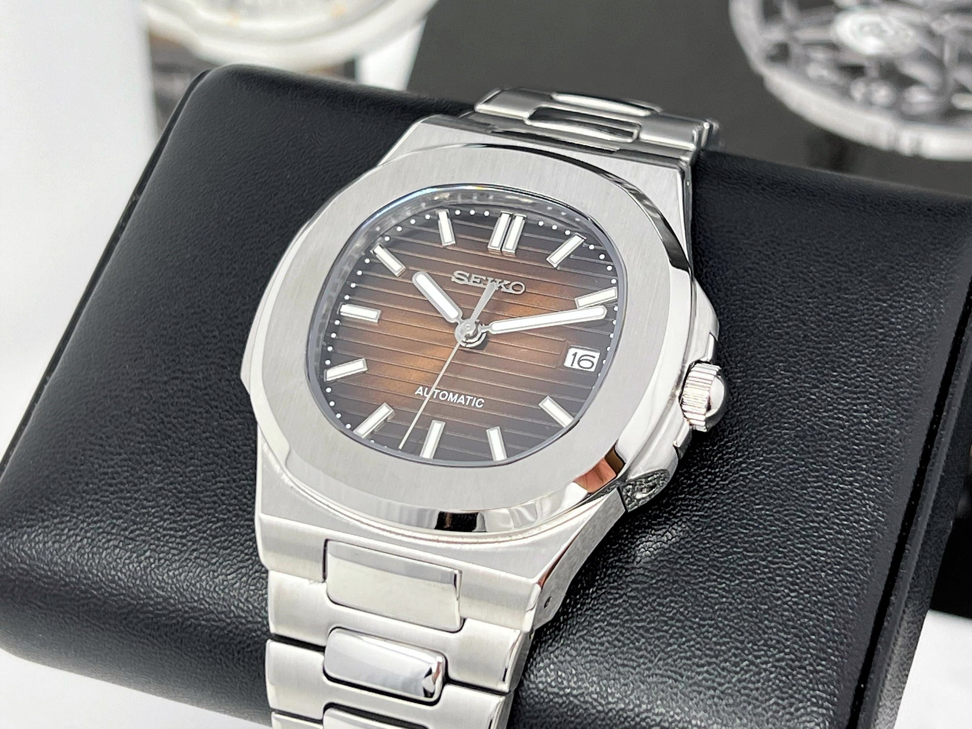 Seikonaut Luxury Brown | Stainless Steel | Modern Automatic Dress Sport Watch with Sapphire Crystal | Seiko Mod | Watch Mod | Custom Watch