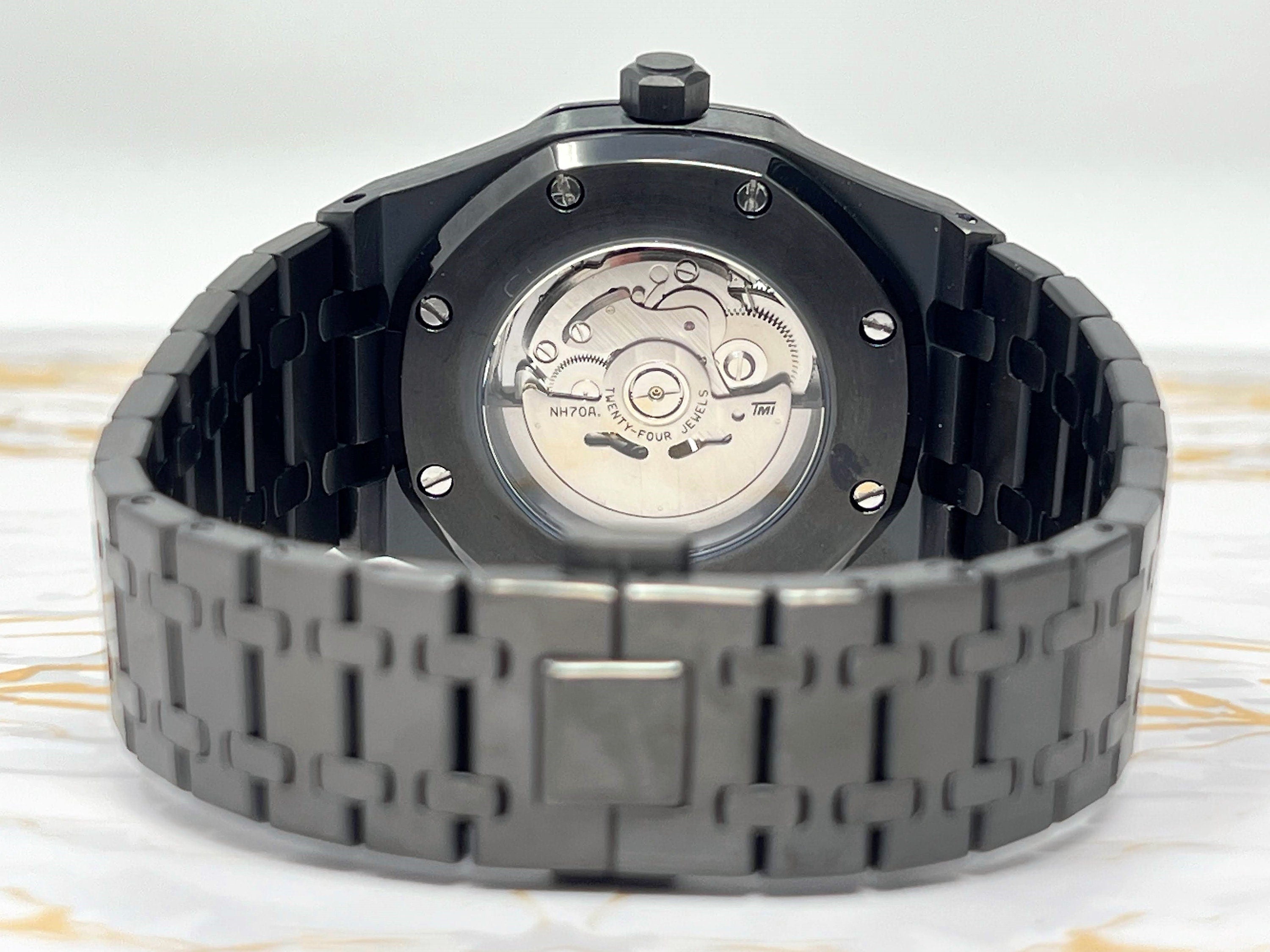Seikoak Skeleton Watch Blacked Out See Through Open Heart
