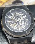 Seikoak Skeleton Watch | Blacked Out See Through Open Heart | Skeleton Watch Movement | Black Wristwatch | Mens Watch | Christmas | Gift