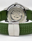 Seikonaut - Green on Rubber - Modern Automatic Sport Dress Watch | Sapphire Crystal | Khaki Tropical Green | Turtle Waffle | Jumbo | Olive
