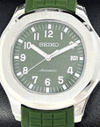 Seikonaut - Green on Rubber - Modern Automatic Sport Dress Watch | Sapphire Crystal | Khaki Tropical Green | Turtle Waffle | Jumbo | Olive