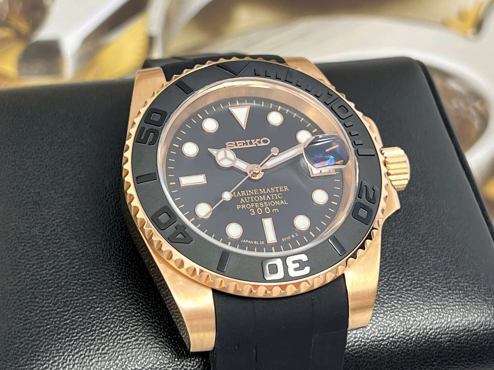Seiko Yachtmaster 2023 | Rose Gold | Men's Watch | Dive Watch | Rubber Strap | Seiko Mod | Custom Mod | Watch Mod | Diver| Bronze | Cyclops