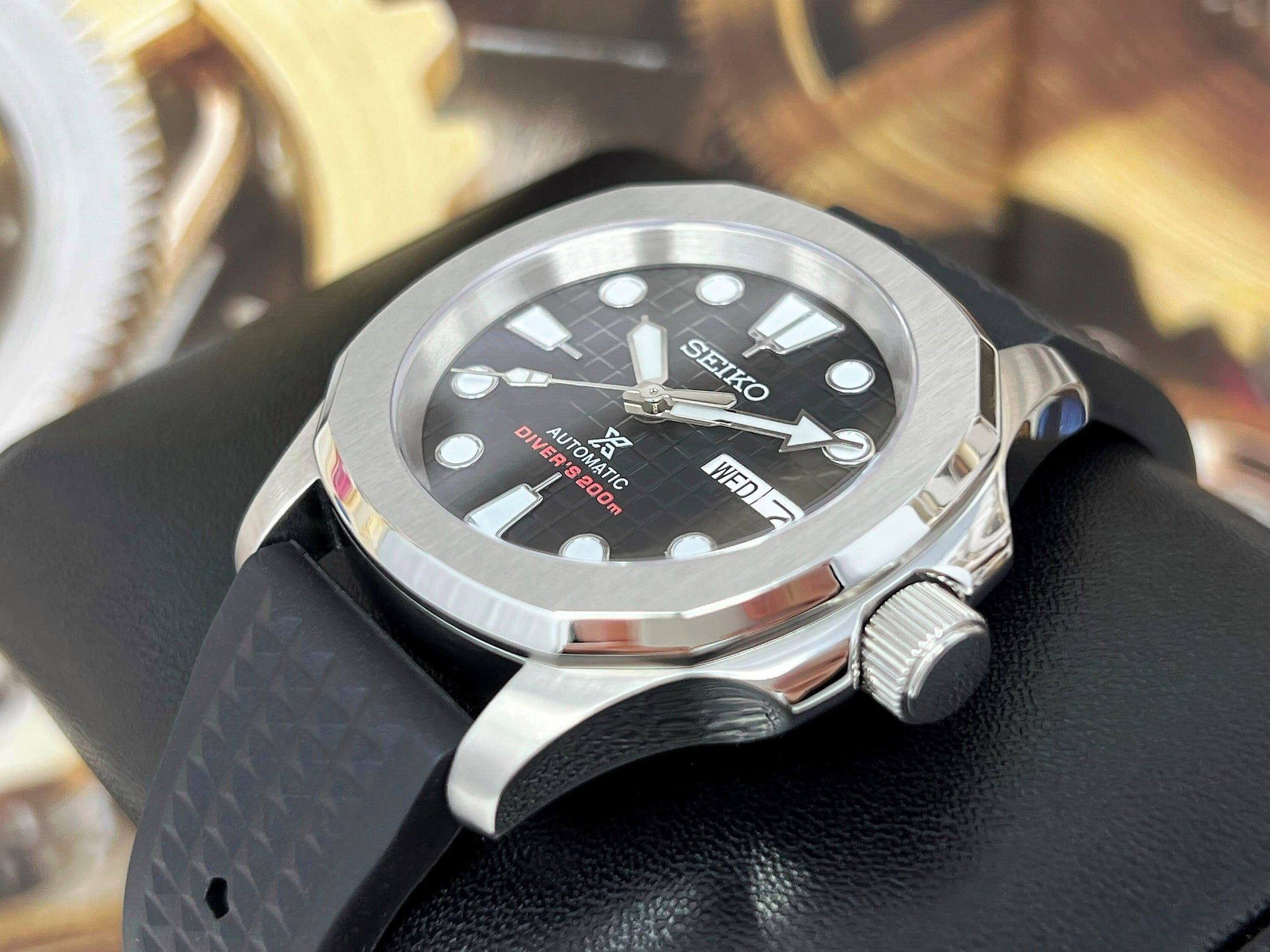 Seikonaut Luxury Modern Diver - Seiko Mod | Seiko Turtle Dial | NH36 Day Date Automatic | Black Dial | Rubber| Sport Watch | Men's Watch