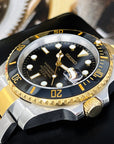 Seiko Black and Gold Submariner Mod | Two Tone | Sapphire Crystal | Steelsport Watch Mod | Ceramic Bezel | Custom | Yellow Gold Sub | Bluesy