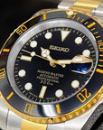 Seiko Black and Gold Submariner Mod | Two Tone | Sapphire Crystal | Steelsport Watch Mod | Ceramic Bezel | Custom | Yellow Gold Sub | Bluesy