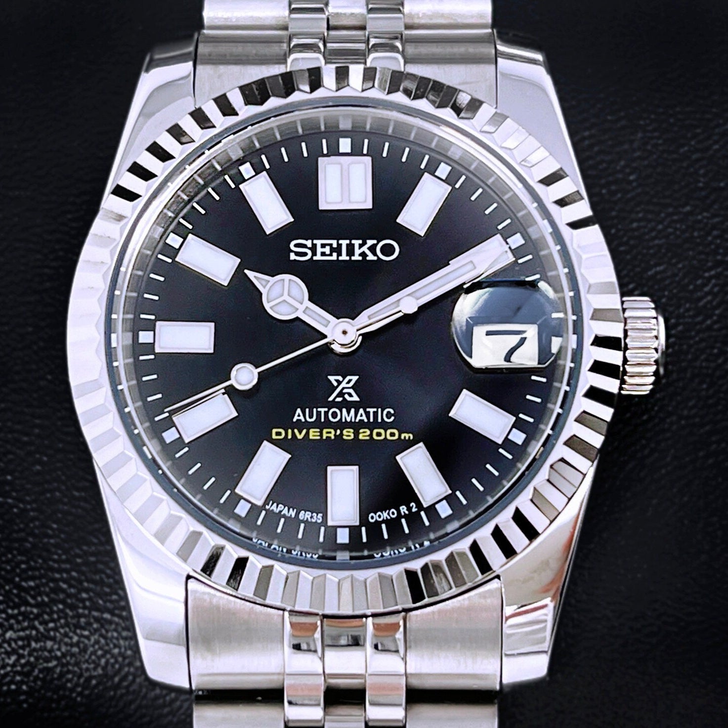Seiko Luxury Black Datejust 36mm | Fluted Bezel | Jubilee | Date | NH35 | Seiko Mod | Watch Mod | Custom Watch | Prospex | DJ36 | Automatic