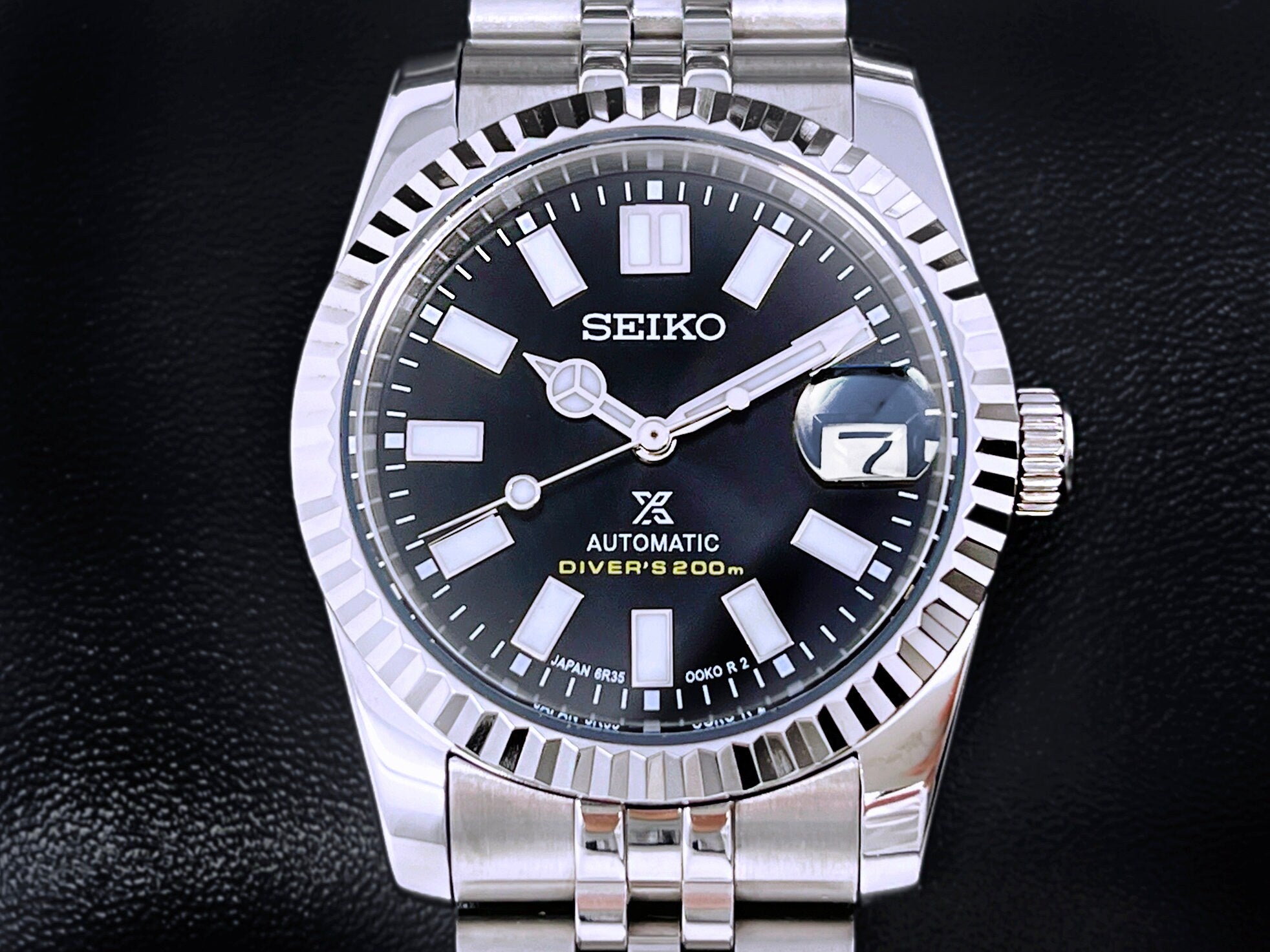 Seiko Luxury Black Datejust 36mm | Fluted Bezel | Jubilee | Date | NH35 | Seiko Mod | Watch Mod | Custom Watch | Prospex | DJ36 | Automatic