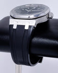 Seikoak 2023 - Modern Stainless Steel with Rugged Rubber Strap - Luxury Dress and Sport Watch | Black Waffle Dial | Seiko Mod | Custom