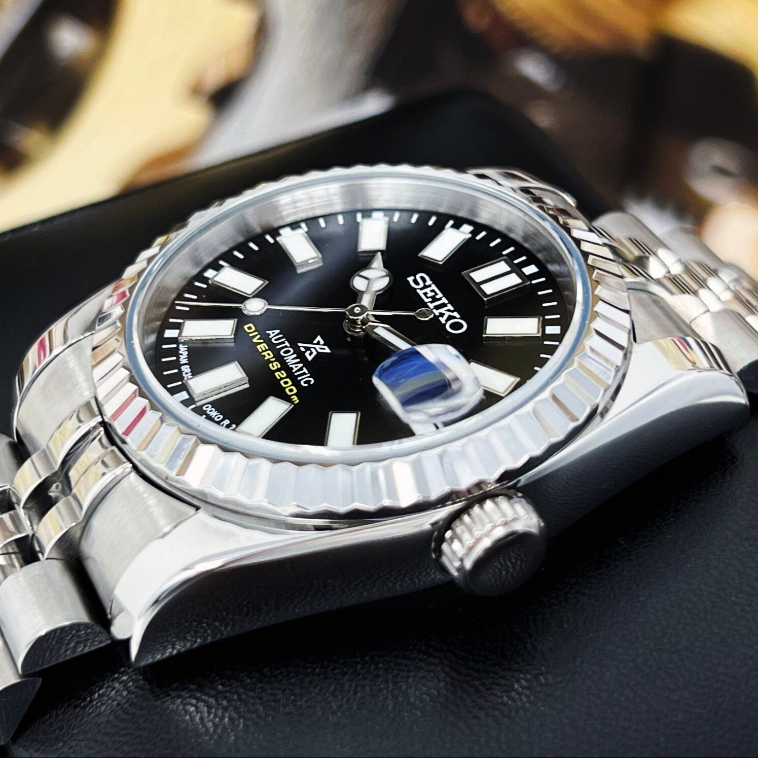 Seiko Luxury Black Datejust 36mm | Fluted Bezel | Jubilee | Date | NH35 | Seiko Mod | Watch Mod | Custom Watch | Prospex | DJ36 | Automatic