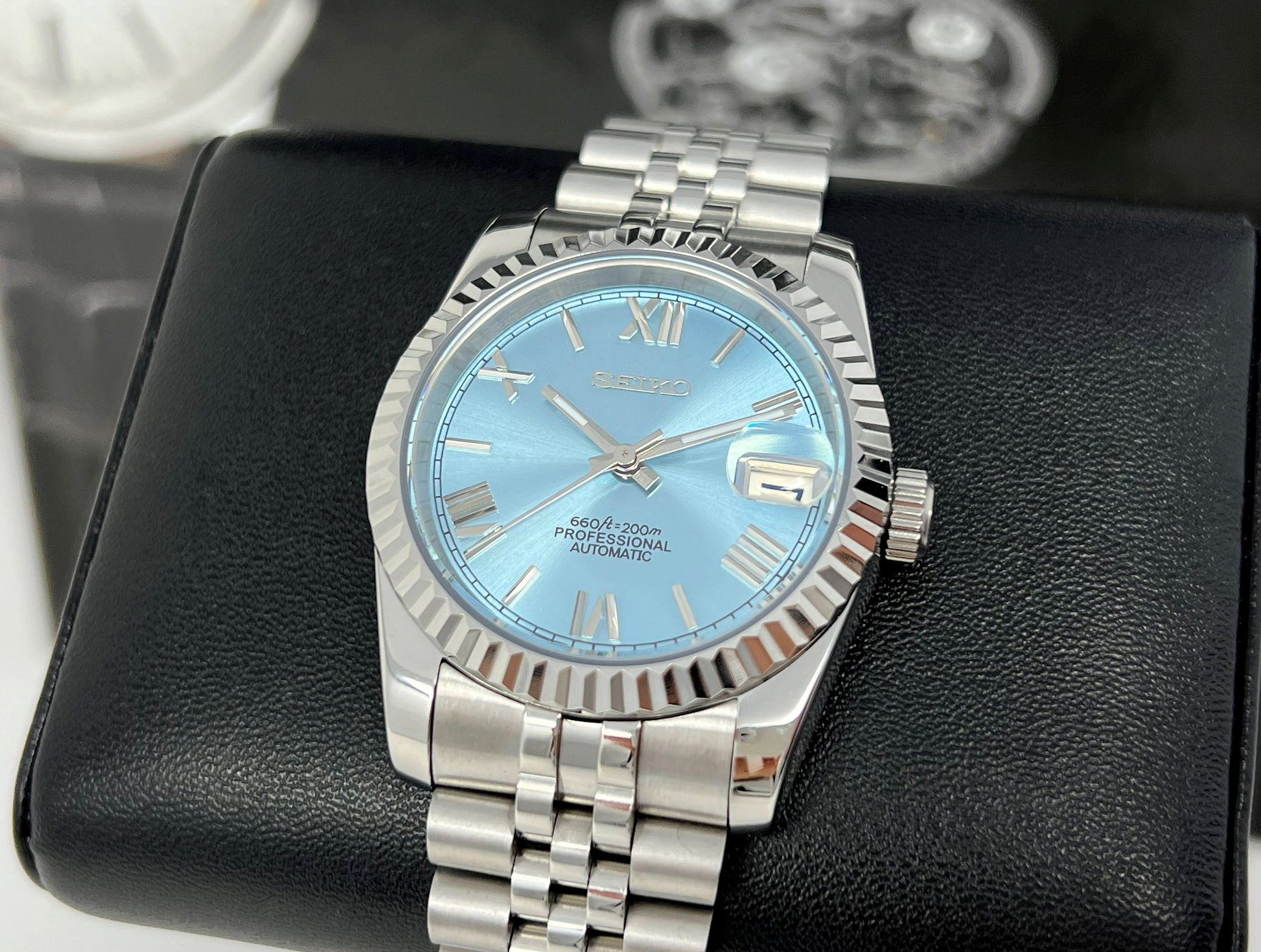 Seiko Rare Blue 36mm 39mm | Fluted Bezel | Jubilee | NH35 – Watches by Andrew