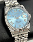 Seiko Rare Ice Blue Datejust 36mm 39mm | Fluted Bezel | Jubilee | NH35 | Seiko Watch Mod | Buckley Dial | DJ36 | Roman Numeral | Platinum