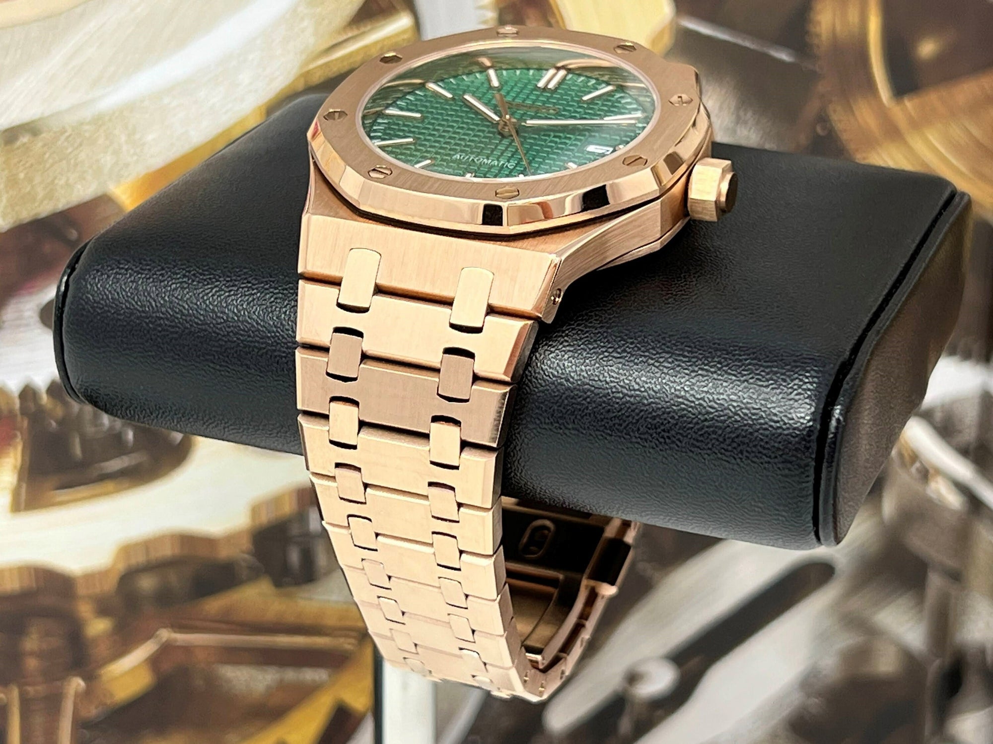 Seikoak Rose Gold Luxury Dress Watch | Green Dial | Seiko Mod | Watch Mod | Custom Watch | NH35 Automatic Movement | 42mm | Steel Sport