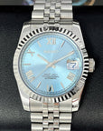Seiko Rare Ice Blue Datejust 36mm 39mm | Fluted Bezel | Jubilee | NH35 | Seiko Watch Mod | Buckley Dial | DJ36 | Roman Numeral | Platinum