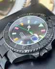 Seiko Stealth Rainbow Dial 2023 | Black with Sapphire Crystal | Oyster Steel Bracelet | Colorful Indices | Color | Lightning | Watch Mod