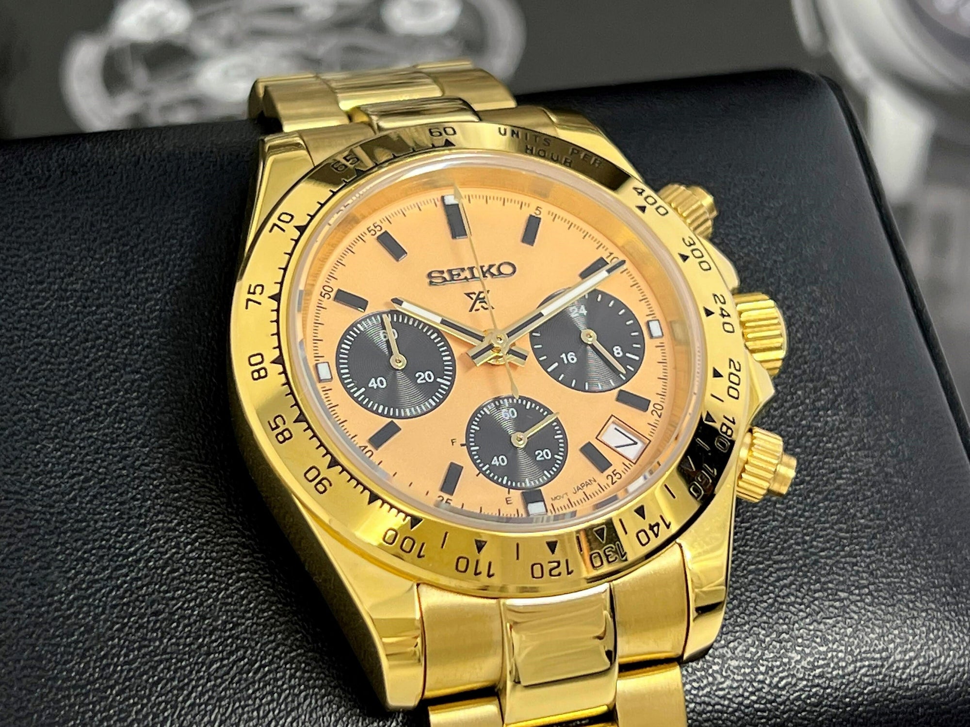 Seiko Gold Daytona 2023 - Luxury Chronograph | Chrono | Mecaquartz | Mens | Sport Watch | VK63 Quartz | Automatic | Daytona | Cosmograph