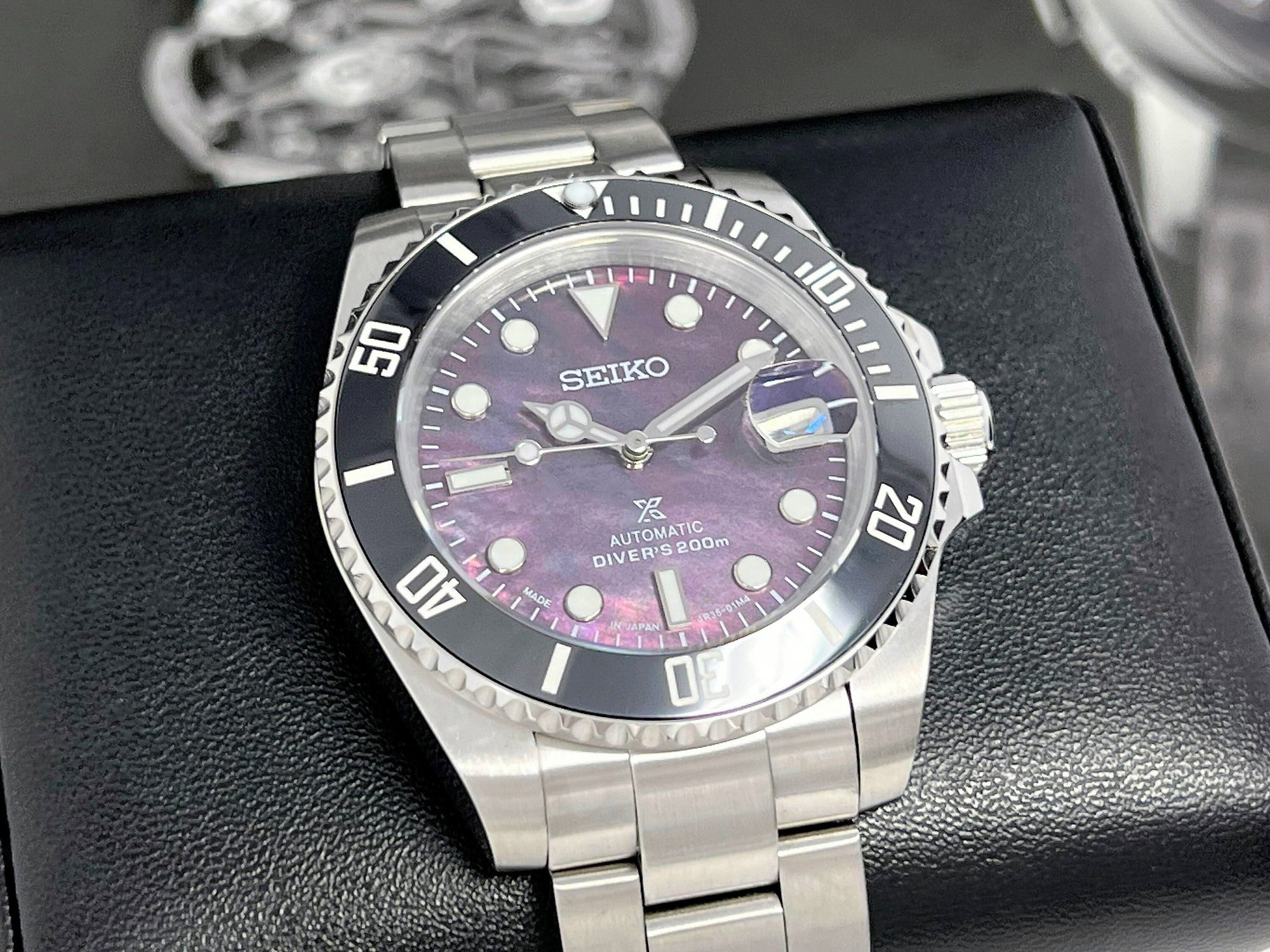 Seiko Submariner - Iridescent Ocean Pearl | Custom Mod | Purple | Seiko Mod | Watch Mod | Mother of Pearl MOP | Men's Watch | Sub | Milsub