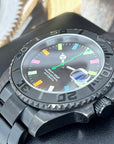 Seiko Stealth Rainbow Dial 2023 | Black with Sapphire Crystal | Oyster Steel Bracelet | Colorful Indices | Color | Lightning | Watch Mod