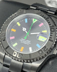 Seiko Stealth Rainbow Dial 2023 | Black with Sapphire Crystal | Oyster Steel Bracelet | Colorful Indices | Color | Lightning | Watch Mod