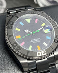 Seiko Stealth Rainbow Dial 2023 | Black with Sapphire Crystal | Oyster Steel Bracelet | Colorful Indices | Color | Lightning | Watch Mod