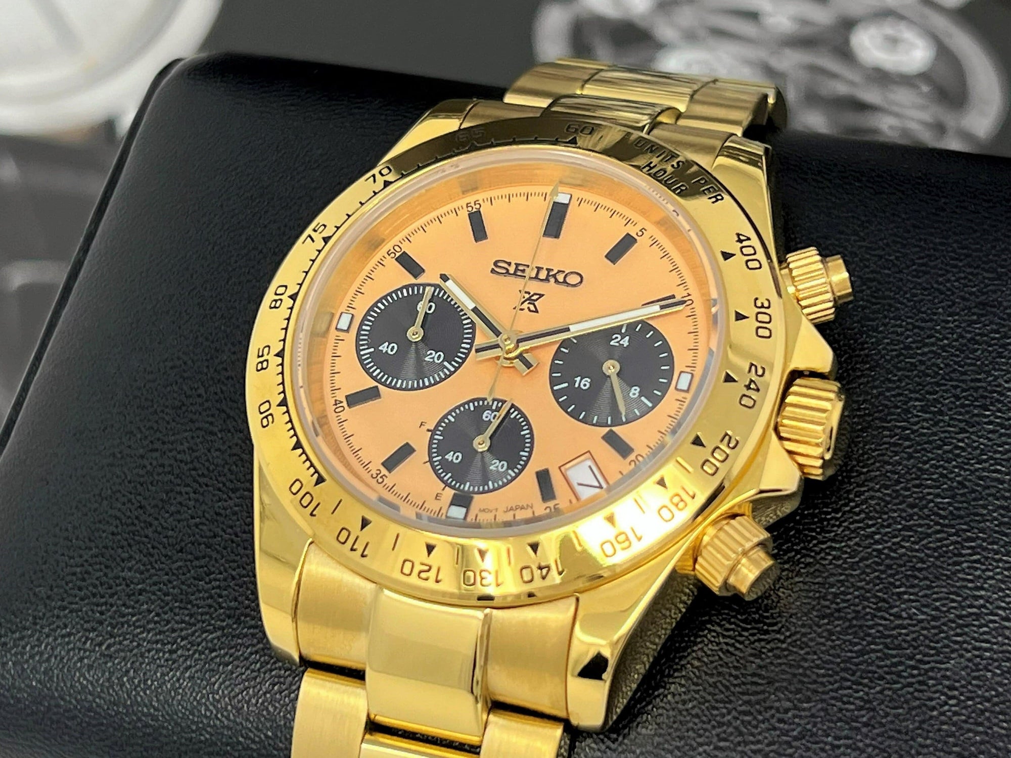 Seiko Gold Daytona 2023 - Luxury Chronograph | Chrono | Mecaquartz | Mens | Sport Watch | VK63 Quartz | Automatic | Daytona | Cosmograph
