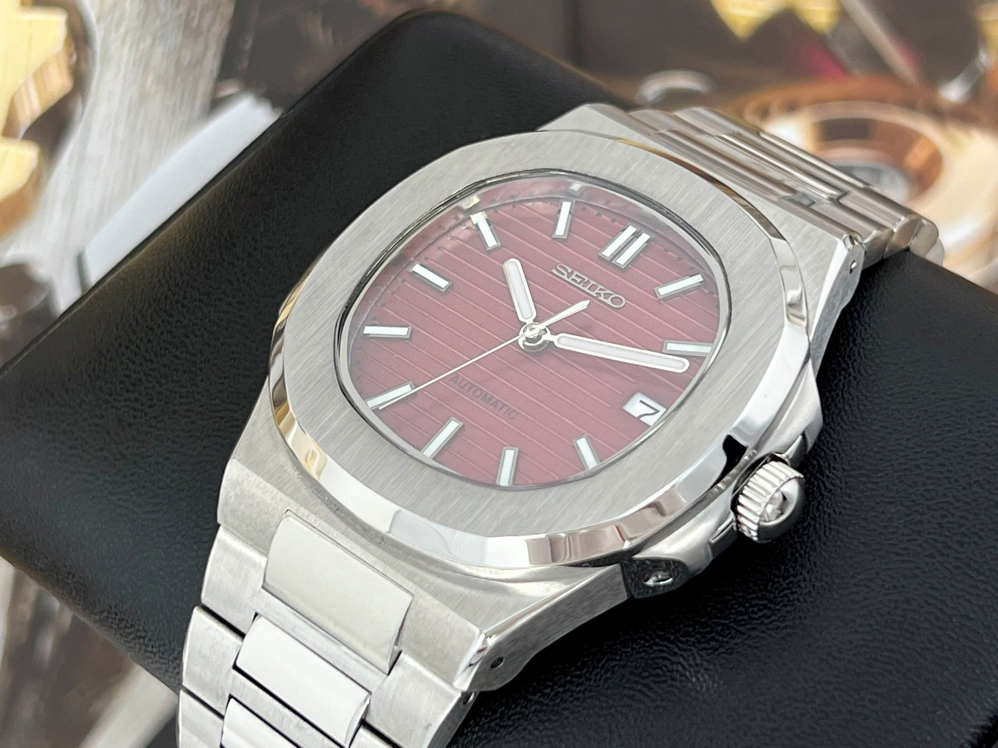 Seikonaut NEW 2023 Red Edition Stainless Steel | Modern Automatic Dress Sport Watch Sapphire Crystal | Seiko Mod | Watch Mod | Custom Watch