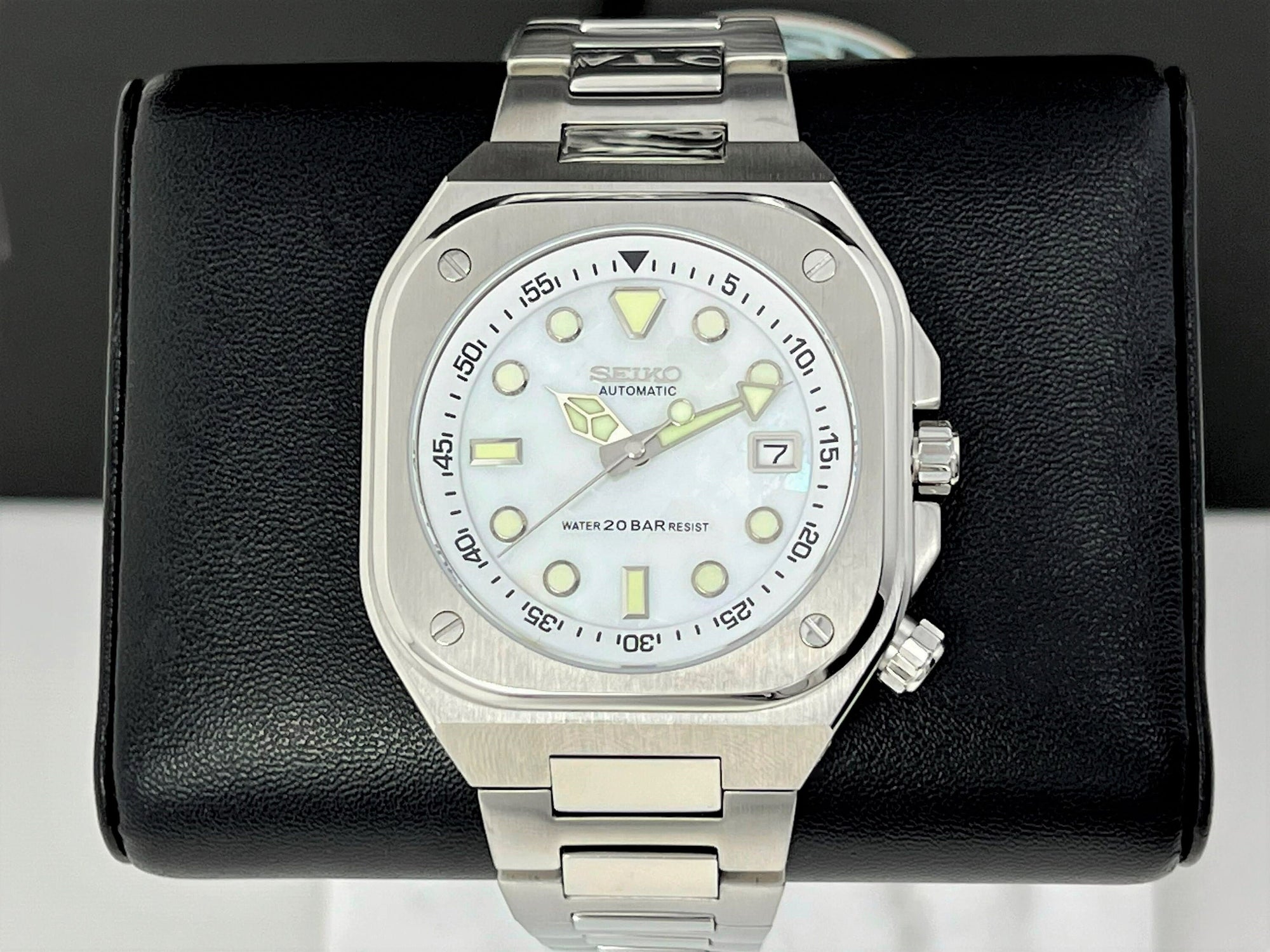 Seiko Modern Square Watch - Luxury Geometric Shell | Stainless Steel | Sapphire Crystal | Premium Luxury Wristwatch | Watch Mod | Custom
