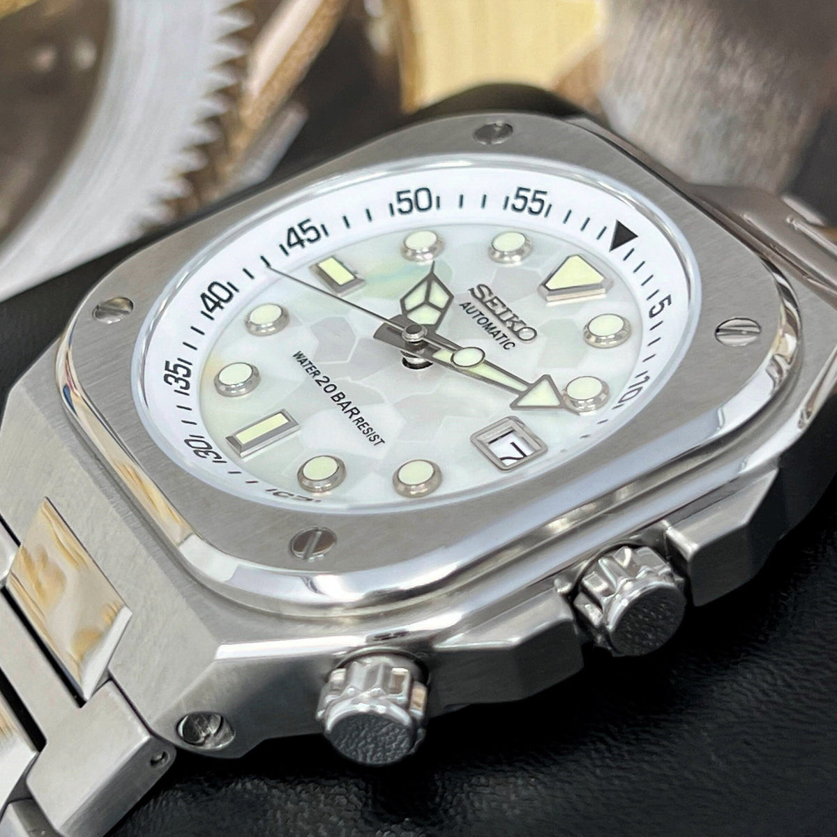 Custom Square Watches Custom Modern Square Watch | Luxury NH35 Automatic | Seiko Mod