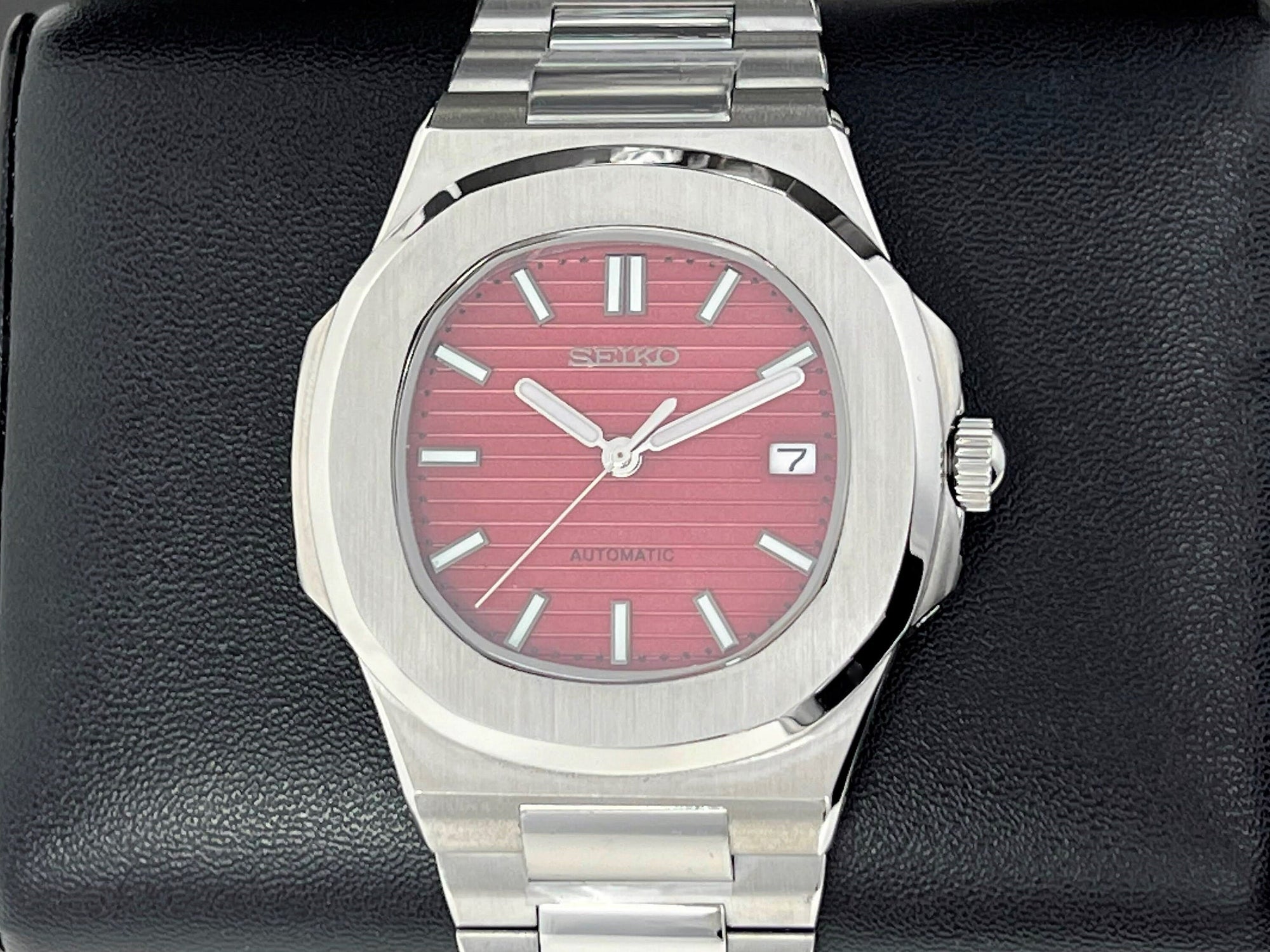 Seikonaut NEW 2023 Red Edition Stainless Steel | Modern Automatic Dress Sport Watch Sapphire Crystal | Seiko Mod | Watch Mod | Custom Watch