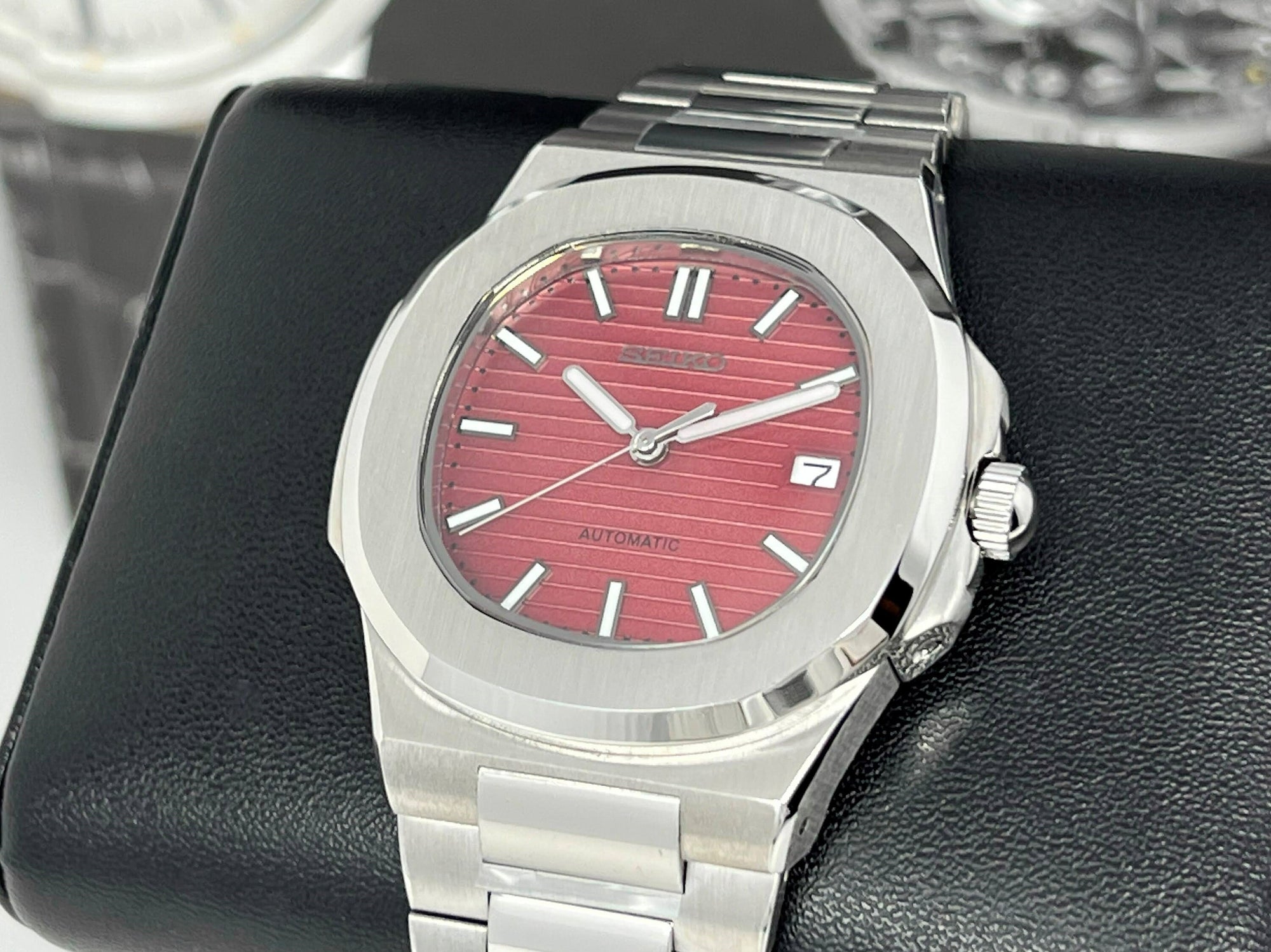 Seikonaut NEW 2023 Red Edition Stainless Steel | Modern Automatic Dress Sport Watch Sapphire Crystal | Seiko Mod | Watch Mod | Custom Watch