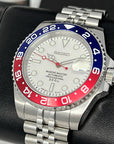 Seiko Polar White Pepsi GMT | Stainless Steel Sport Watch | Sapphire Crystal on Jubilee Bracelet | Seiko Mod | Watch Mod | Custom Watch