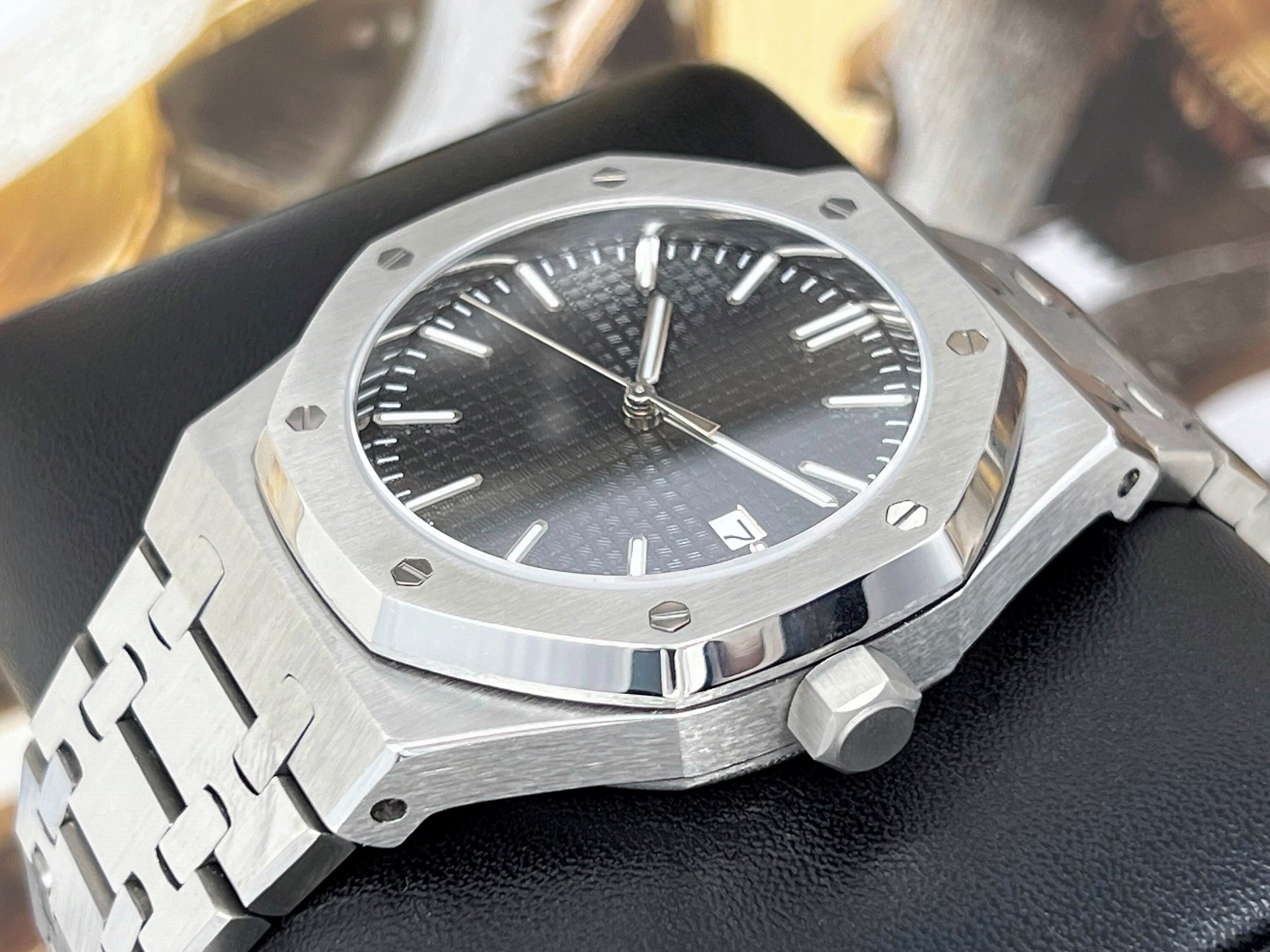 Seikoak Luxury Black Watch | Black Dial | Seiko Mod | Watch Mod | Custom Watch | NH35 Automatic Movement | 42mm | Steel Sport | Wristwatch