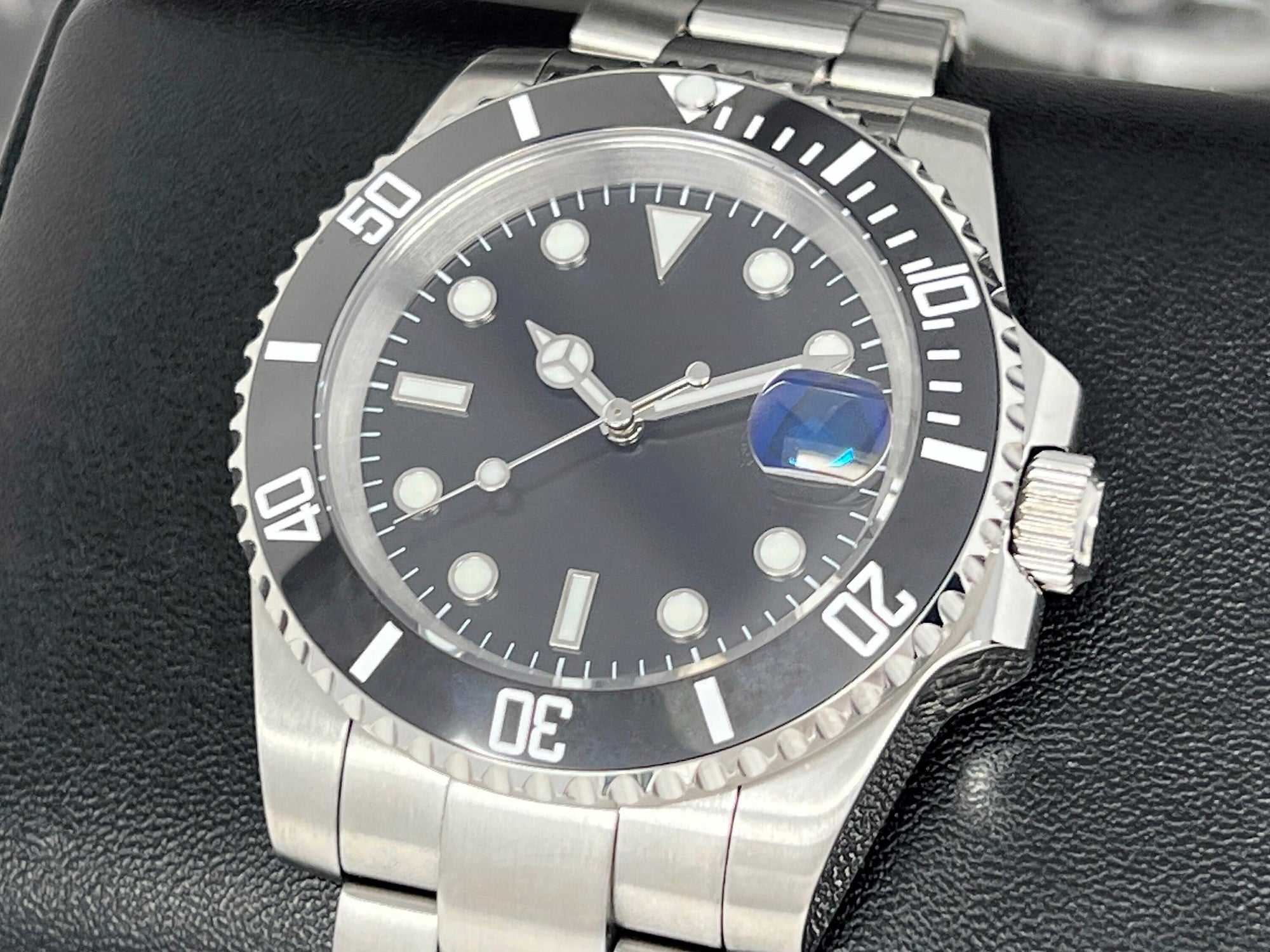 Custom Submariner Black | Stainless Steel | Sapphire | Oyster Bracelet | Ceramic Bezel Seiko Mod | Watch Mod | with Seiko NH35 Movement