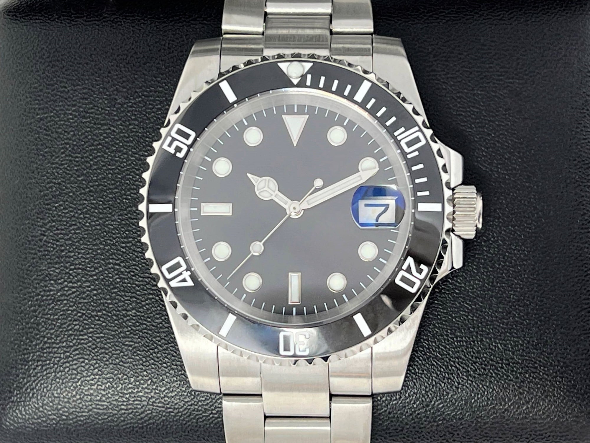 Custom Submariner Black | Stainless Steel | Sapphire | Oyster Bracelet | Ceramic Bezel Seiko Mod | Watch Mod | with Seiko NH35 Movement