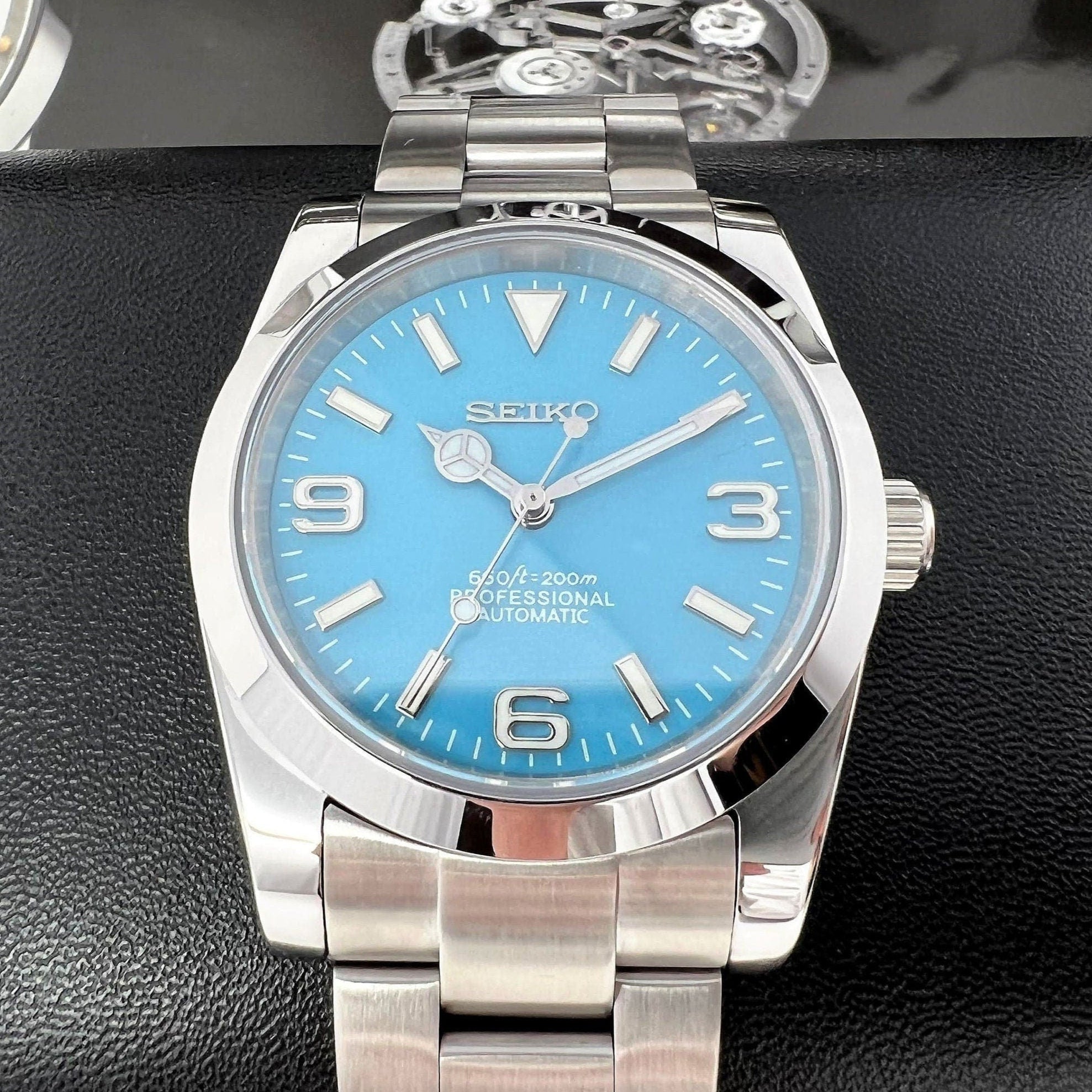 Seiko Explorer 36mm - Rare Tiffany Sky Blue - Stainless Steel - Automatic Watch - Custom Build - Ready to Ship!