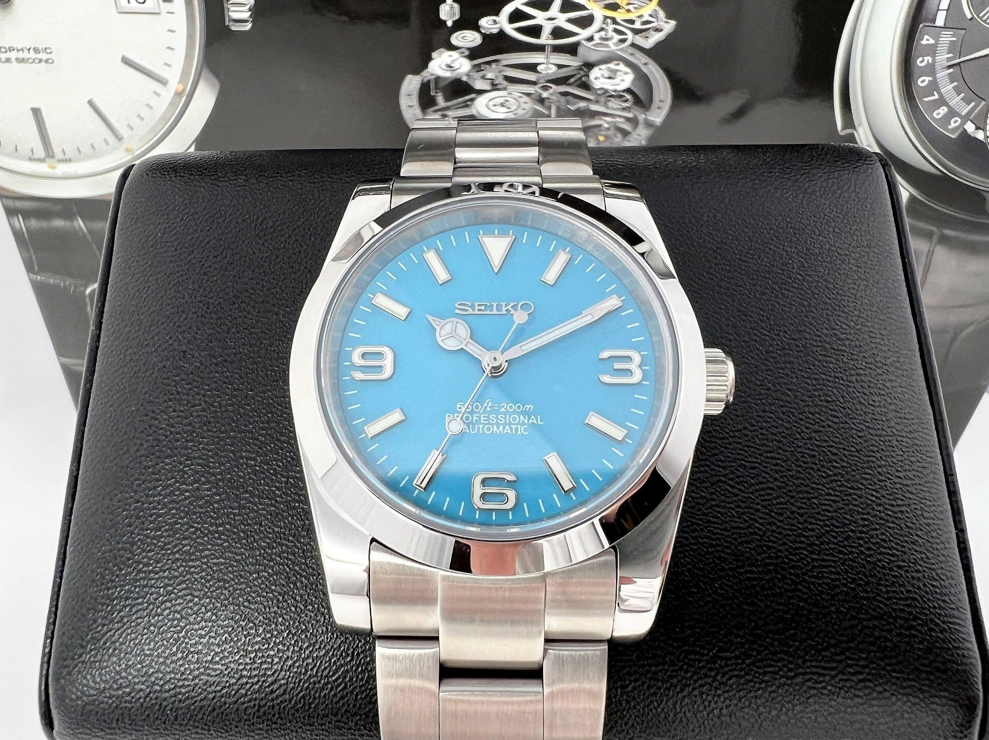 Seiko Explorer 36mm - Rare Tiffany Sky Blue - Stainless Steel - Automatic Watch - Custom Build - Ready to Ship!